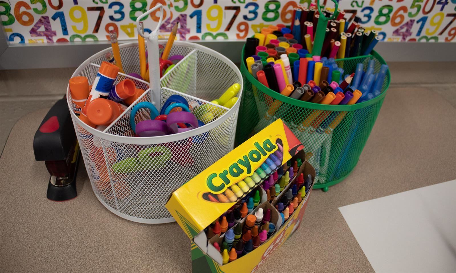 Art supplies on a table